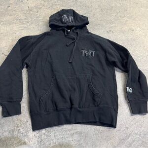 TMT Black Men's Long Sleeve Pullover Hoodie Size M Classic Athletic Sporty‎ Cozy